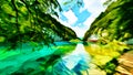 Plitvice lakes - croatia - summer - national park 04- modern digital art