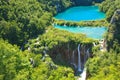 Plitvice Lakes National Park, a beautiful waterfall with turquoise water, a lake and a forest in Croatia Royalty Free Stock Photo