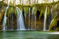 Plitvice Lakes National Park during colorful autumn, Croatia, Europe. Fall colors leafs on trees. Waterfalls and water in sunny