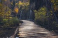 Plitvice lakes Plitvicka jezera national park, Croatia. Amazing autumn sunny landscape Royalty Free Stock Photo