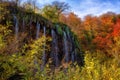 Plitvice lakes Plitvicka jezera national park, Croatia. Amazing autumn sunny landscape Royalty Free Stock Photo