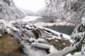 Plitvice Lakes in winter Royalty Free Stock Photo