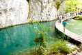 Plitvicka lake, wooden path. Croatia Royalty Free Stock Photo