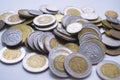 Polish zloty coins. Macro photo. Money of Poland