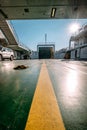 PLOCE, CROATIA - August 30, 2017: Passenger and car ferry crosses Peljesac channel in Croatia on sunny summer day. Interior and