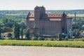 Plock, Poland - August 12, 2021. Old cereal elevator on the shore of Vistula river