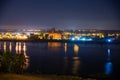 Plock, Poland - August 12, 2021. Vistula river at night