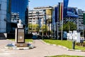 Ploiesti city hall building and the statue of Alexandru Ioan Cuza Royalty Free Stock Photo