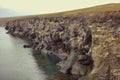 Plot of giant (15 km, 220 thousand guillemots) seashore bird colony on Southern island, Novaya Zemlya. Barents sea