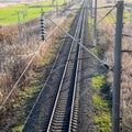 Plot railway. Top view on the rails. High