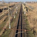Plot railway. Top view on the rails.