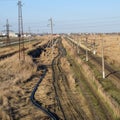 Plot railway. Top view on the rails. Royalty Free Stock Photo