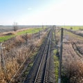 Plot railway. Top view on the rails. Royalty Free Stock Photo