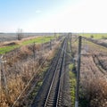 Plot railway. Top view on the rails.