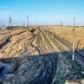 Plot railway. Top view on the rails.