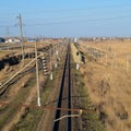Plot railway. Top view on the rails.