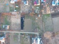 Plots of land for building. Compound and vegetable gardens. View from above. Royalty Free Stock Photo