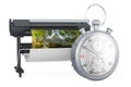 Plotter, large format inkjet printer with stopwatch, 3D rendering