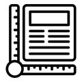 Plotter ruller icon outline vector. Data device