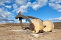 Plough sculpture in sicilian countryside