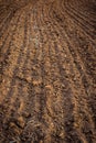 Ploughed field, soil close up, agricultural background Royalty Free Stock Photo