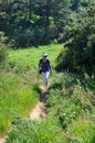 PLOUHA, FRANCE -May25 2017 : Hiker on the GR34 at Plouha