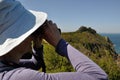 PLOUHA, FRANCE -May25 2017 : Hiker on the GR34 at Plouha