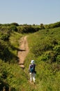 PLOUHA, FRANCE -May25 2017 : Hiker on the GR34 at Plouha