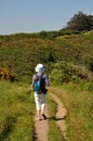 PLOUHA, FRANCE -May25 2017 : Hiker on the GR34 at Plouha