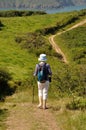 PLOUHA, FRANCE -May25 2017 : Hiker on the GR34 at Plouha