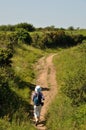 PLOUHA, FRANCE -May25 2017 : Hiker on the GR34 at Plouha