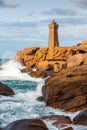 Ploumanach lighthouse, Bretagne, France Royalty Free Stock Photo