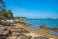 Pink granite coast, Perros Guirec, Brittany, France Royalty Free Stock Photo