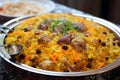 plov national uzbekistan food on the table of restaraunt