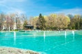 PLOVDIV, BULGARIA - April 8, 2018: Panoramic view of Singing Fountains in City of Plovdiv, Bulgaria