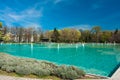 PLOVDIV, BULGARIA - April 8, 2018: Panoramic view of Singing Fountains in City of Plovdiv, Bulgaria