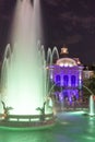 Night Photo of Fountains in front of Town Hall in Plovdiv, Bulgaria Royalty Free Stock Photo