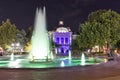 Night Photo of Fountains in front of Town Hall in Plovdiv, Bulgaria Royalty Free Stock Photo