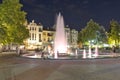 Night Photo of Fountains in front of Town Hall in Plovdiv, Bulgaria Royalty Free Stock Photo