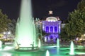 Night Photo of Fountains in front of Town Hall in City of Plovdiv Royalty Free Stock Photo