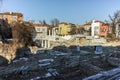 PLOVDIV, BULGARIA - JANUARY 2 2017: Panorama of Ruins of Roman Odeon in Plovdiv, Bulgaria
