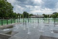 Panoramic view of Singing Fountains in City of Plovdiv, Bulgaria