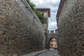 PLOVDIV, BULGARIA - SEPTEMBER 2 2016: Night photo of old houses and ancient fortress entrance of old town of city of Plovdiv