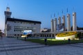 PLOVDIV, BULGARIA - SEPTEMBER 4, 2016: Sunset view of International Fair Plovdiv Royalty Free Stock Photo