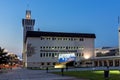 PLOVDIV, BULGARIA - SEPTEMBER 4, 2016: Sunset view of International Fair Plovdiv Royalty Free Stock Photo