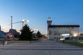 PLOVDIV, BULGARIA - SEPTEMBER 4, 2016: Sunset view of International Fair Plovdiv Royalty Free Stock Photo