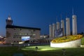 PLOVDIV, BULGARIA - SEPTEMBER 4, 2016: Sunset view of International Fair Plovdiv Royalty Free Stock Photo