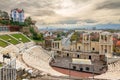 Plovdiv Roman theatre skyline Royalty Free Stock Photo