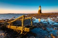 Plover Scar Lighthouse at sunset