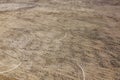 Plowed agricultural field, aerial view. Farmland. Landscape